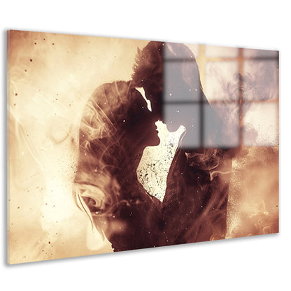 Eeuwige omhelzing in sepia tonen acrylglas