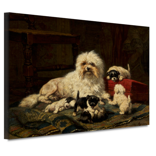 Hond met vijf puppies - Henriëtte Ronner-Knip canvas
