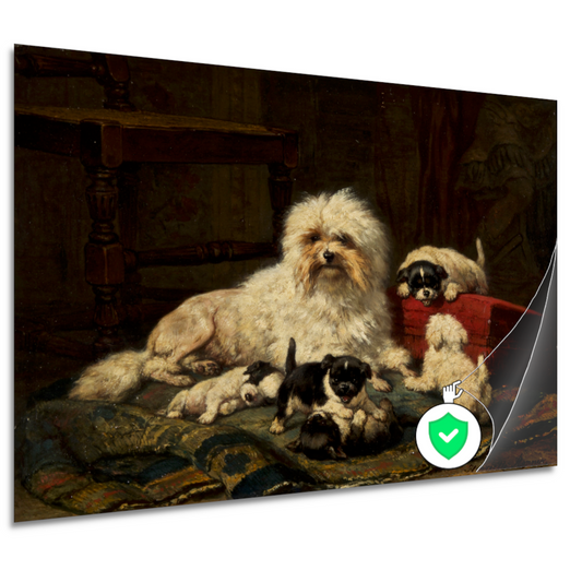Hond met vijf puppies - Henriëtte Ronner-Knip poster