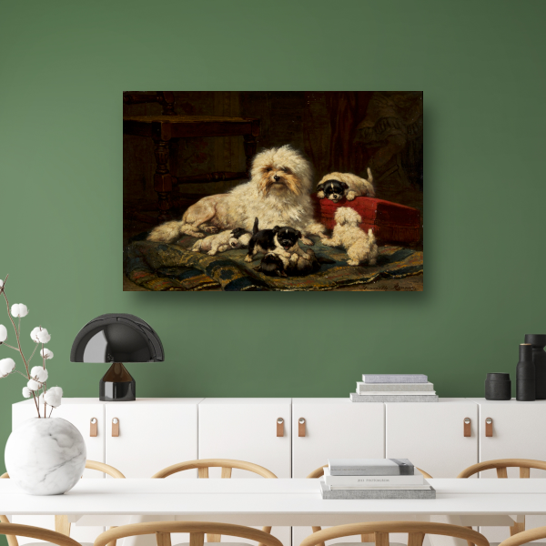 Hond met vijf puppies - Henriëtte Ronner-Knip poster