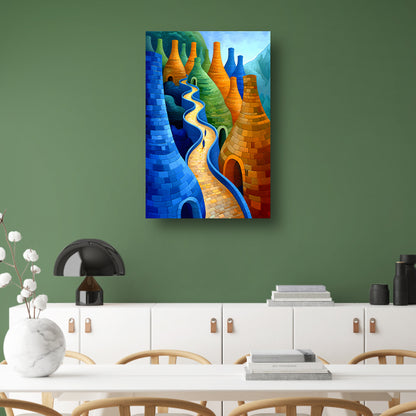 Futuristische stad met Kleurrijk gebouwen canvas