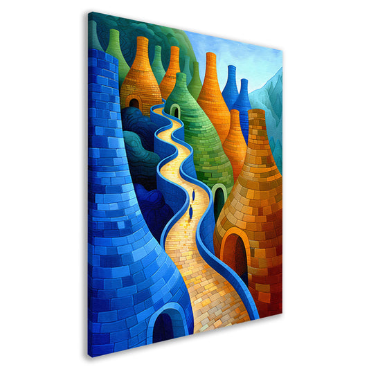Futuristische stad met Kleurrijk gebouwen canvas