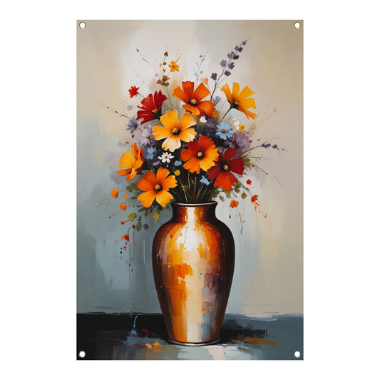 Moderne Impressionistische Bloemen in Vaas tuinposter