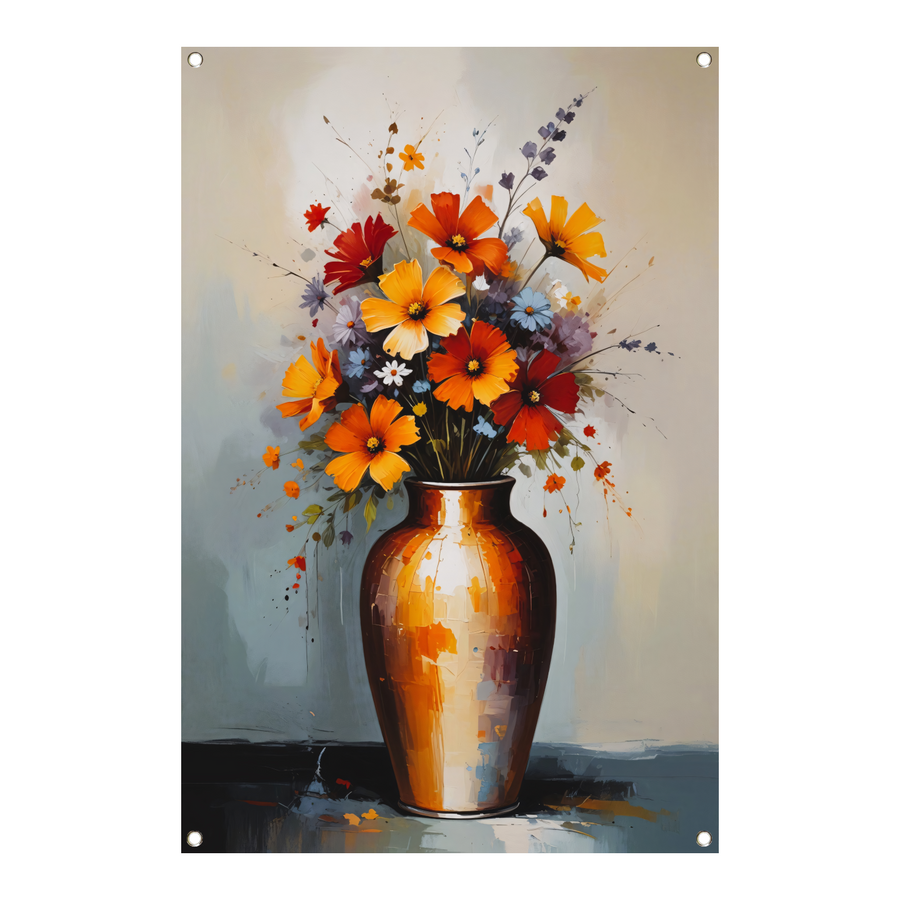 Moderne Impressionistische Bloemen in Vaas tuinposter