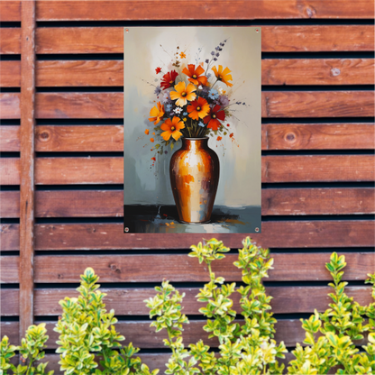 Moderne Impressionistische Bloemen in Vaas tuinposter