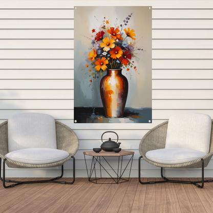 Moderne Impressionistische Bloemen in Vaas tuinposter