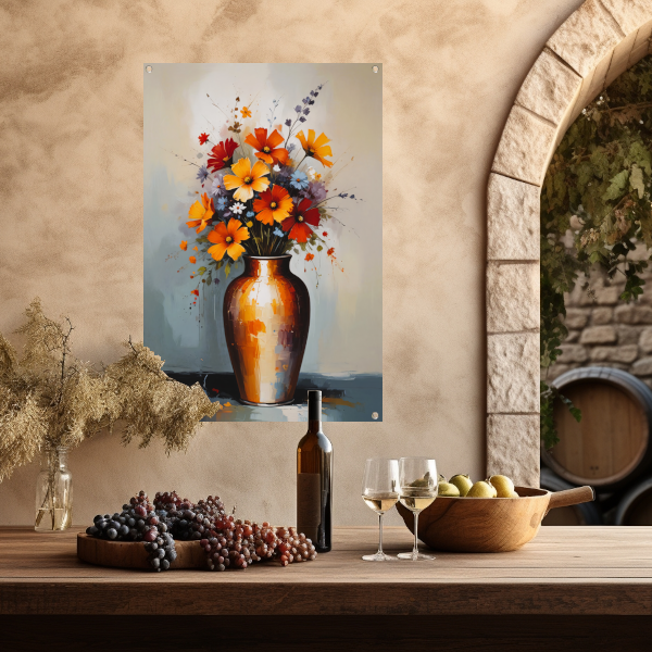 Moderne Impressionistische Bloemen in Vaas tuinposter