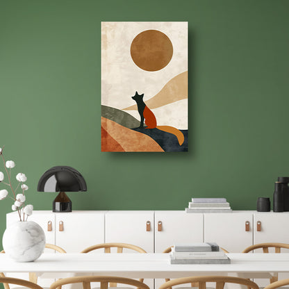 Gestileerde Vos tegen Abstracte Achtergrond in Sepia poster