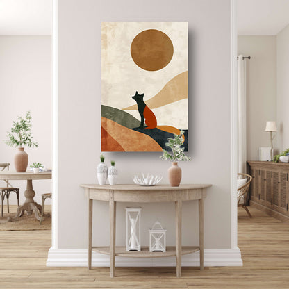Gestileerde Vos tegen Abstracte Achtergrond in Sepia poster