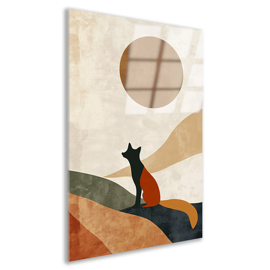 Gestileerde Vos tegen Abstracte Achtergrond in Sepia acrylglas