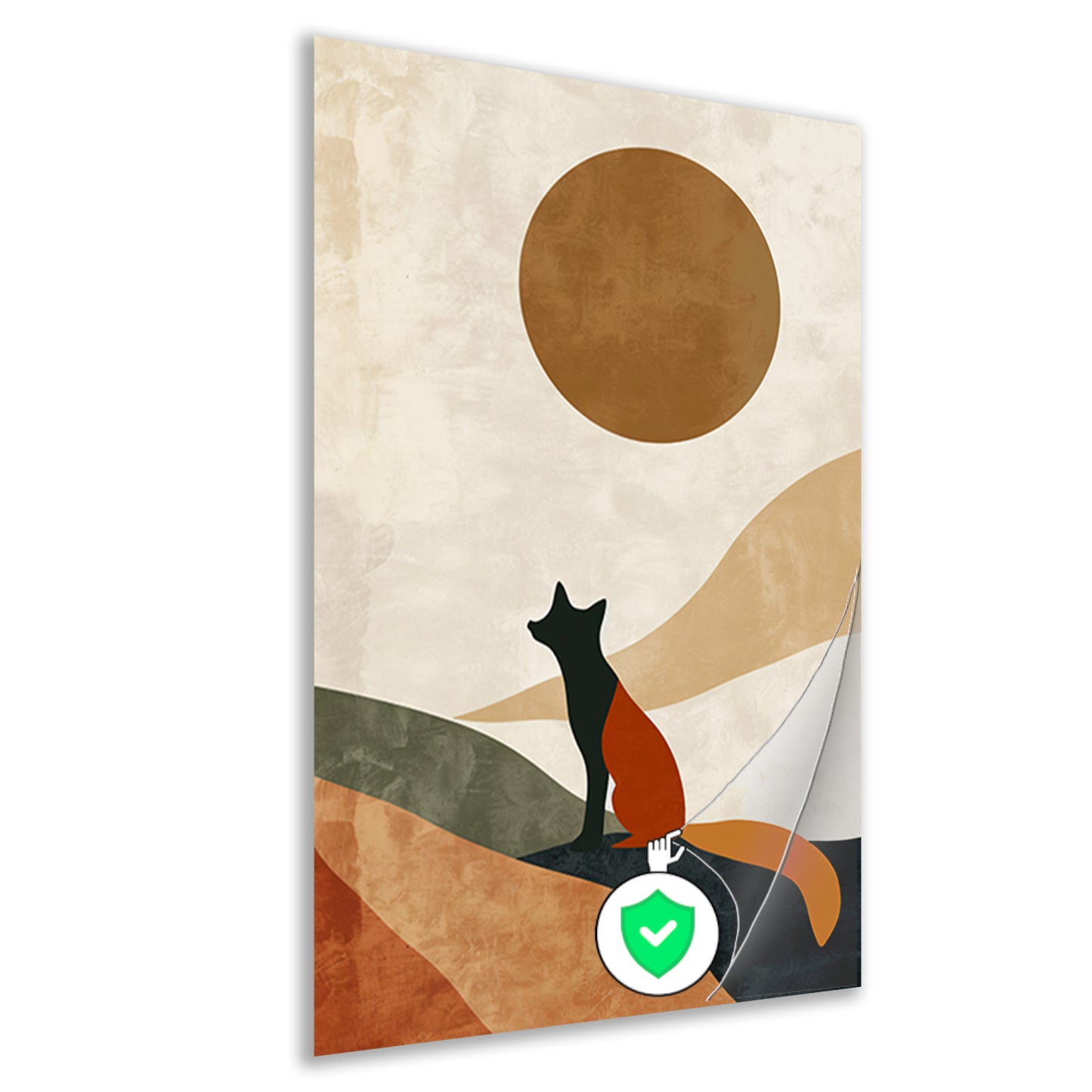 Gestileerde Vos tegen Abstracte Achtergrond in Sepia poster