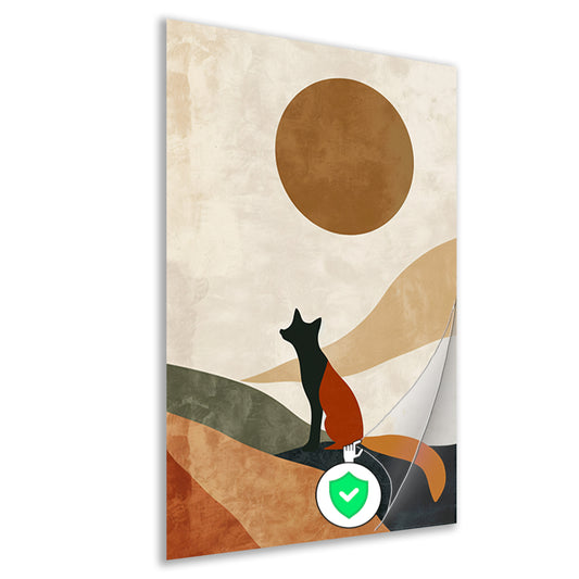 Gestileerde Vos tegen Abstracte Achtergrond in Sepia poster