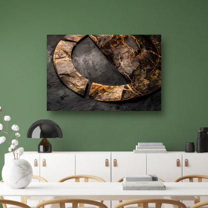 Gebroken cirkel verrijkt met goud canvas