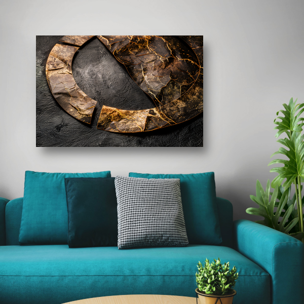Gebroken cirkel verrijkt met goud canvas