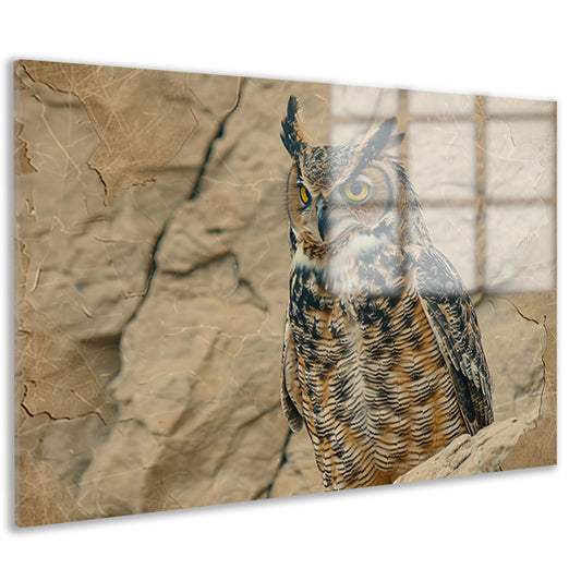 Majestueuze uil in abstracte sepia stijl acrylglas