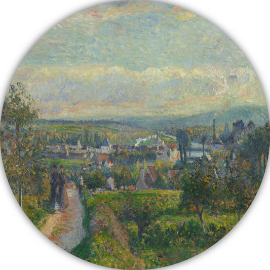 Uitzicht op Saint-Ouen-lAumône - Camille Pissarro aluminium muurcirkel