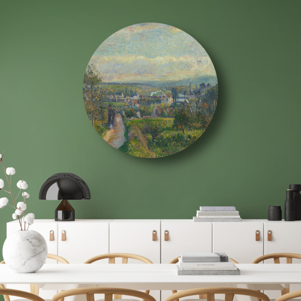 Uitzicht op Saint-Ouen-lAumône - Camille Pissarro aluminium muurcirkel