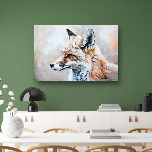 Gedetailleerd realistisch schilderij van een vos poster