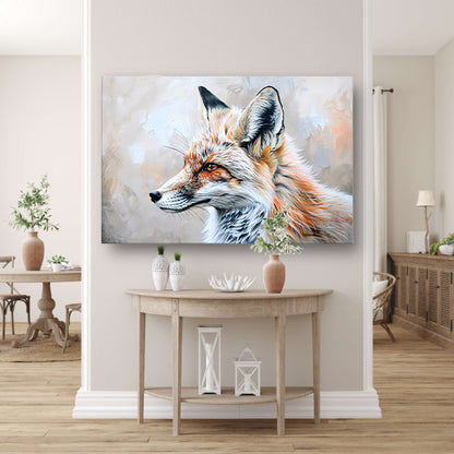 Gedetailleerd realistisch schilderij van een vos canvas