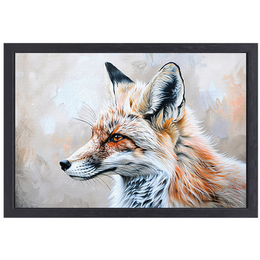Gedetailleerd realistisch schilderij van een vos canvas met baklijst