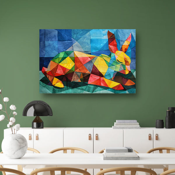Abstract kleurrijk konijn in kubistische stijl acrylglas