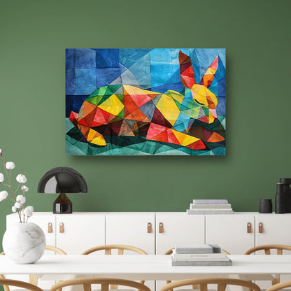 Abstract kleurrijk konijn in kubistische stijl acrylglas