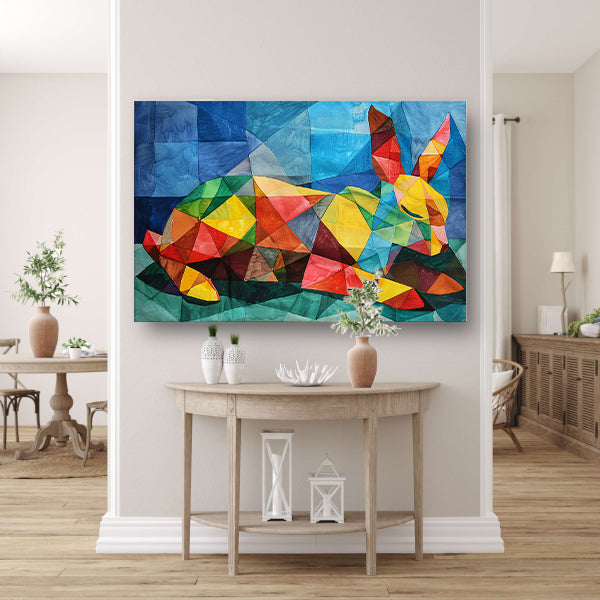 Abstract kleurrijk konijn in kubistische stijl acrylglas
