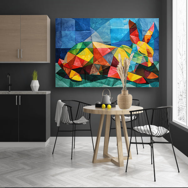 Abstract kleurrijk konijn in kubistische stijl acrylglas