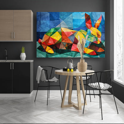 Abstract kleurrijk konijn in kubistische stijl acrylglas