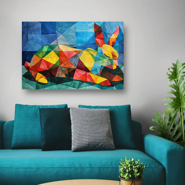 Abstract kleurrijk konijn in kubistische stijl acrylglas