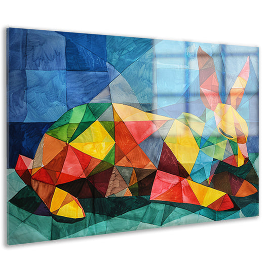 Abstract kleurrijk konijn in kubistische stijl acrylglas