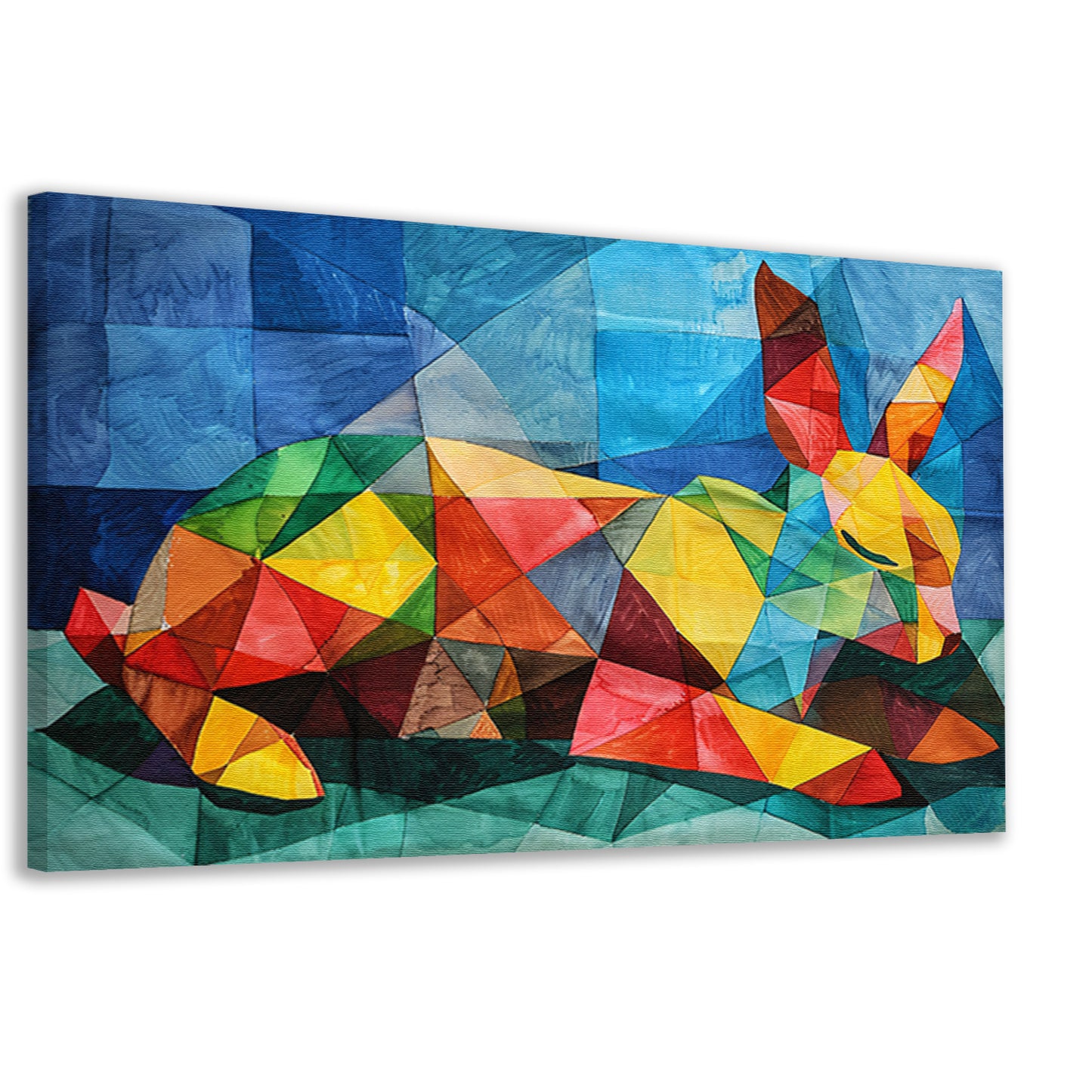 Abstract kleurrijk konijn in kubistische stijl canvas