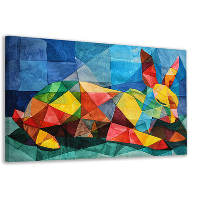 Abstract kleurrijk konijn in kubistische stijl canvas