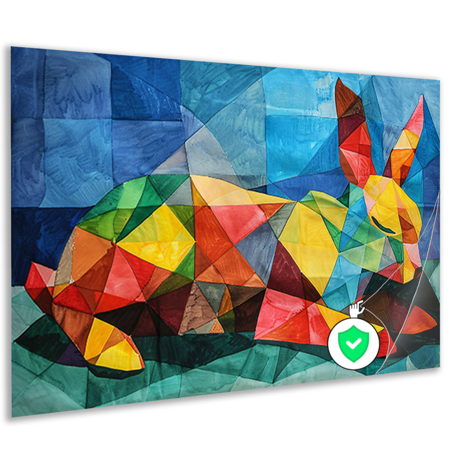 Abstract kleurrijk konijn in kubistische stijl poster