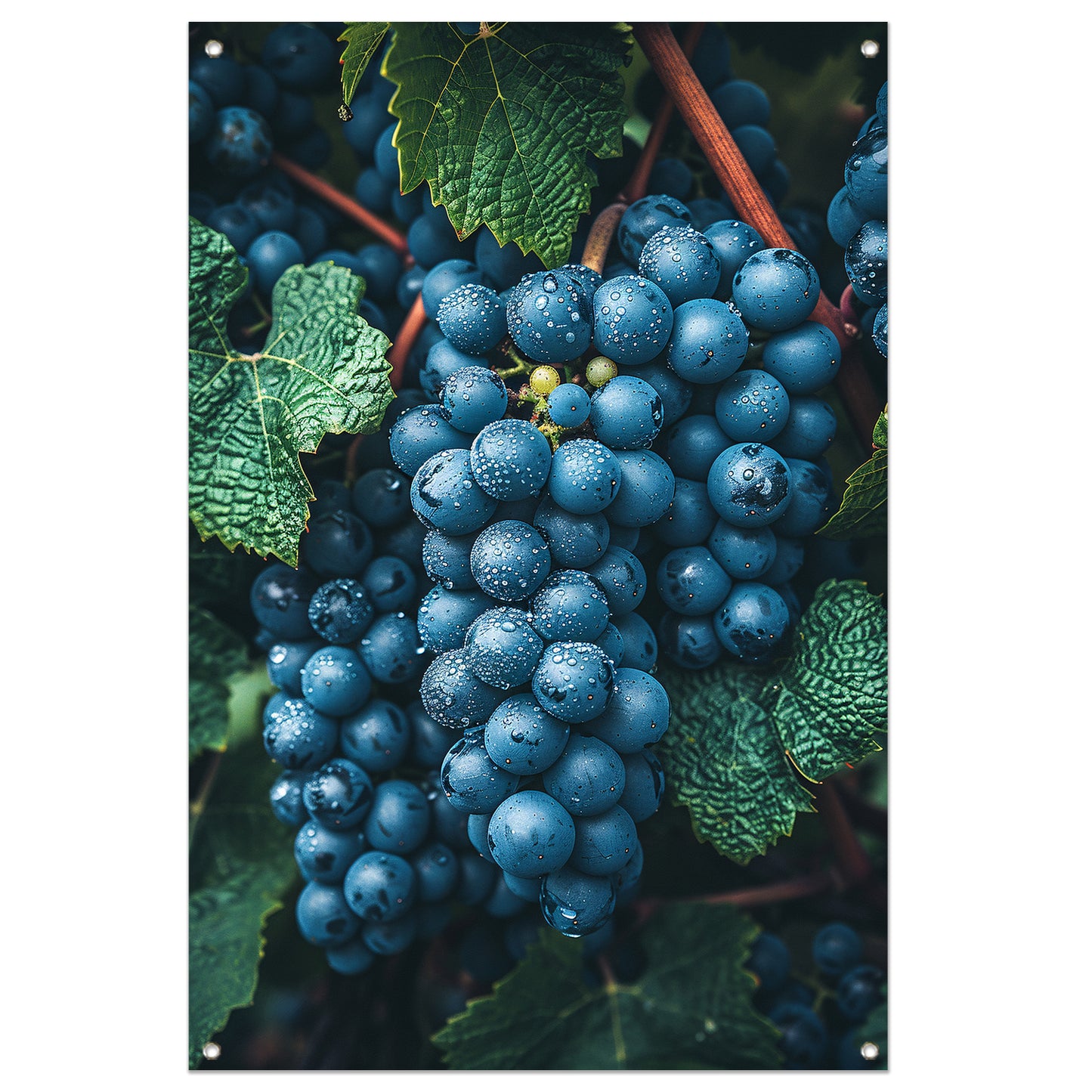 Close-up van Dauwdruppels op Druiven tuinposter