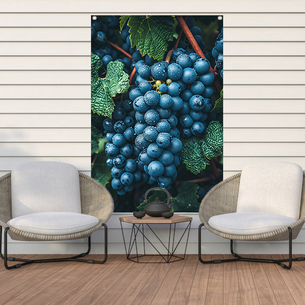 Close-up van Dauwdruppels op Druiven tuinposter