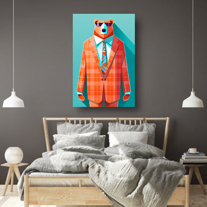 Moderne Beer in Oranje Pak Kunstwerk canvas