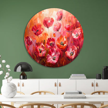 Expressieve abstracte bloemen in kleurrijk veld forex muurcirkel