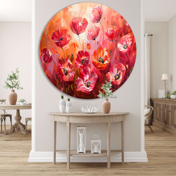 Expressieve abstracte bloemen in kleurrijk veld forex muurcirkel