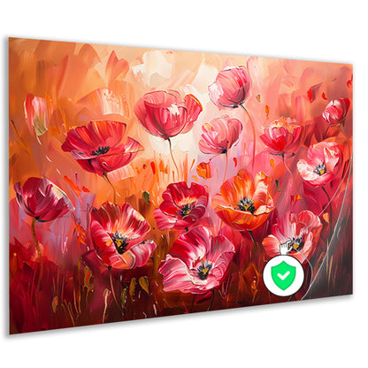 Expressieve abstracte bloemen in kleurrijk veld poster
