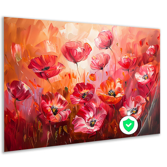 Expressieve abstracte bloemen in kleurrijk veld poster