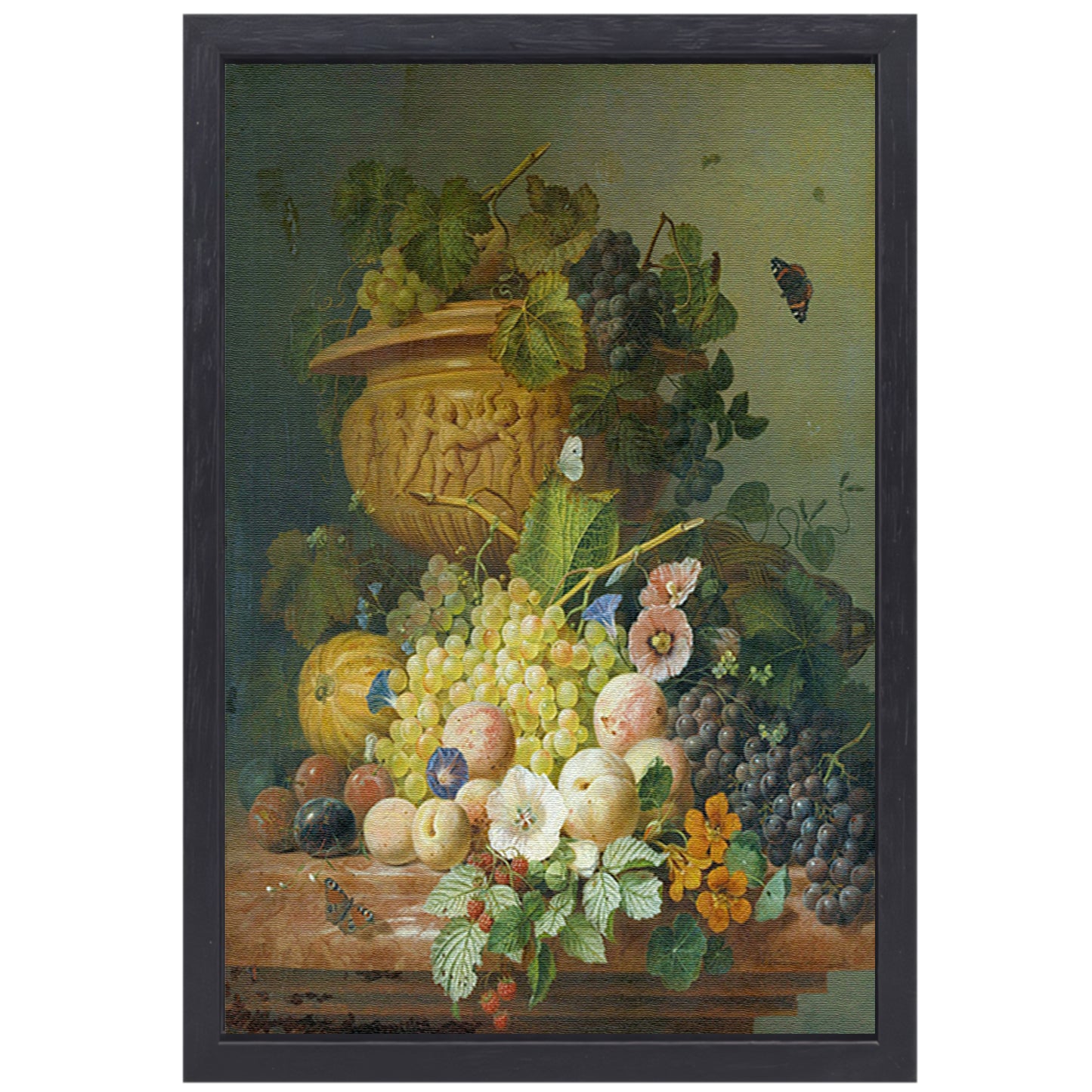 Stilleven met bloemen en vruchten - Eelke Jelles Eelkema canvas met baklijst