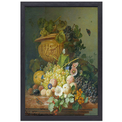 Stilleven met bloemen en vruchten - Eelke Jelles Eelkema canvas met baklijst