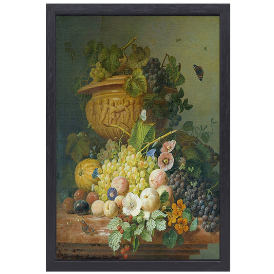 Stilleven met bloemen en vruchten - Eelke Jelles Eelkema canvas met baklijst