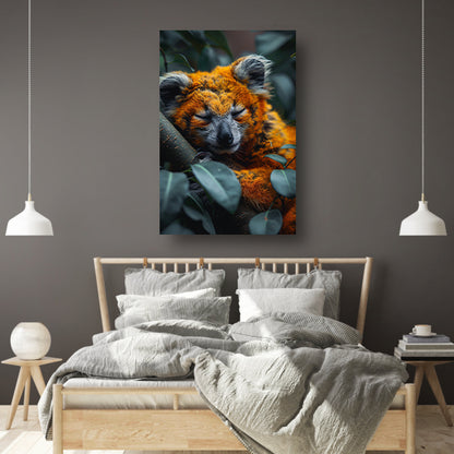 Oranje koala slaapt vredig in boom canvas
