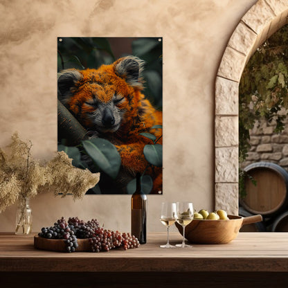 Oranje koala slaapt vredig in boom tuinposter