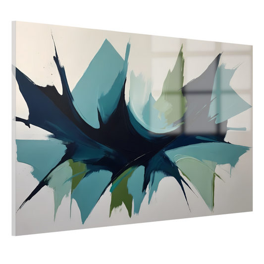 Dynamic Abstract Symphony in Blue and Green acrylglas
