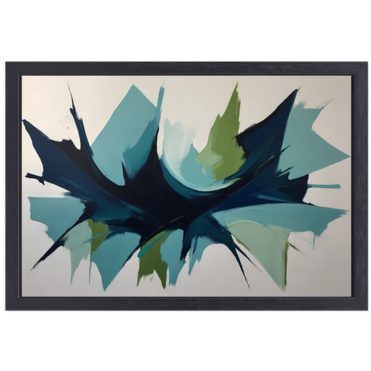 Dynamic Abstract Symphony in Blue and Green canvas met baklijst