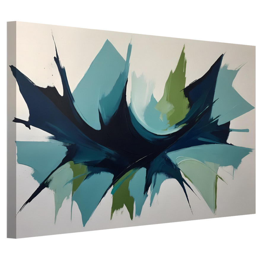 Dynamic Abstract Symphony in Blue and Green canvas
