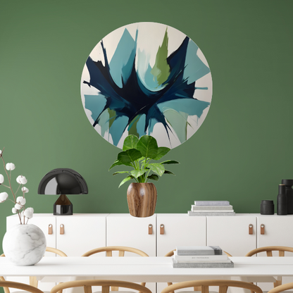Dynamic Abstract Symphony in Blue and Green forex muurcirkel